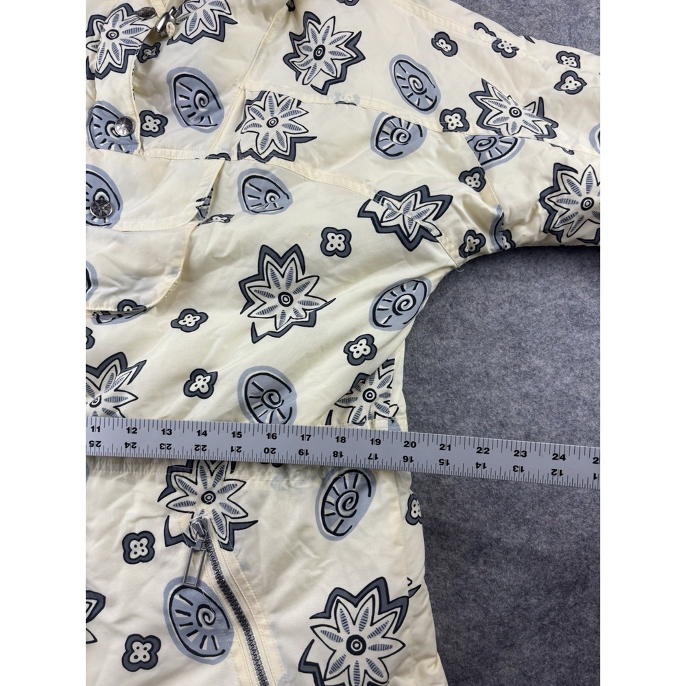 VTG L.L. Bean Womens M Blue Cream Parka Pullover/Jacket Floral Shell Coastal - Picture 6 of 8